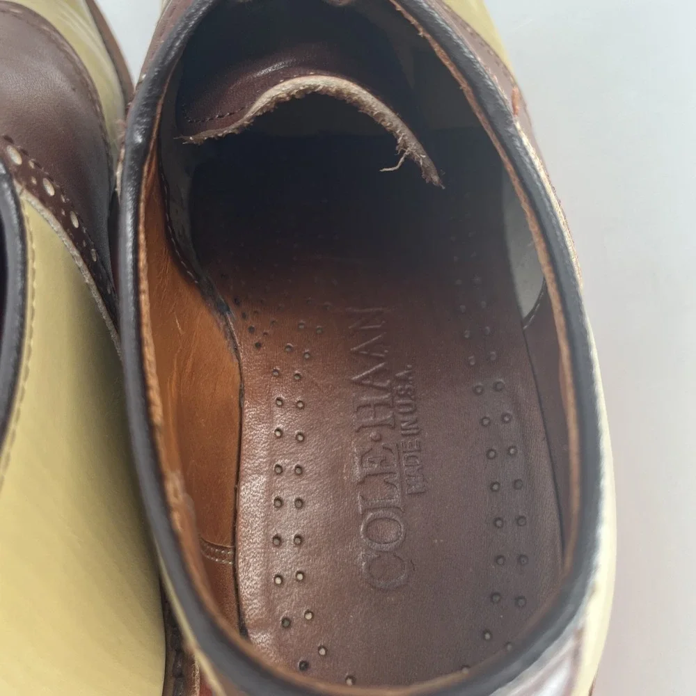 Cole Haan Saddle Shoes Mens 8.5 D/B Two Tone Brick Sole Buck Vintage Oxford USA